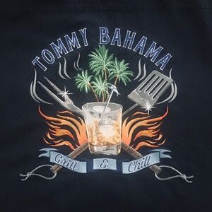 Tommy Bahama (XL) Embroidered “CHILL & GRILL” Silk Camp Shirt